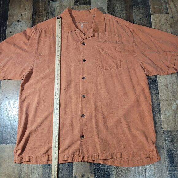 Tommy Bahama 100% Silk Mens XL Burnt Orange Short Sleeve Button Front Shirt FLAW - Picture 4 of 9